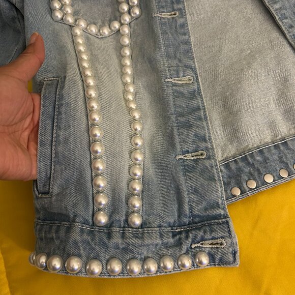 Boston Proper Luxe Pearl Denim Jacket | Heavyweight | NWT | Medium - Picture 8 of 11
